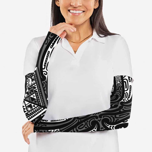 New Zealand Maori Taniko Arm Sleeves Black Kowhaiwhai Puhoro - Aussie Hoodie