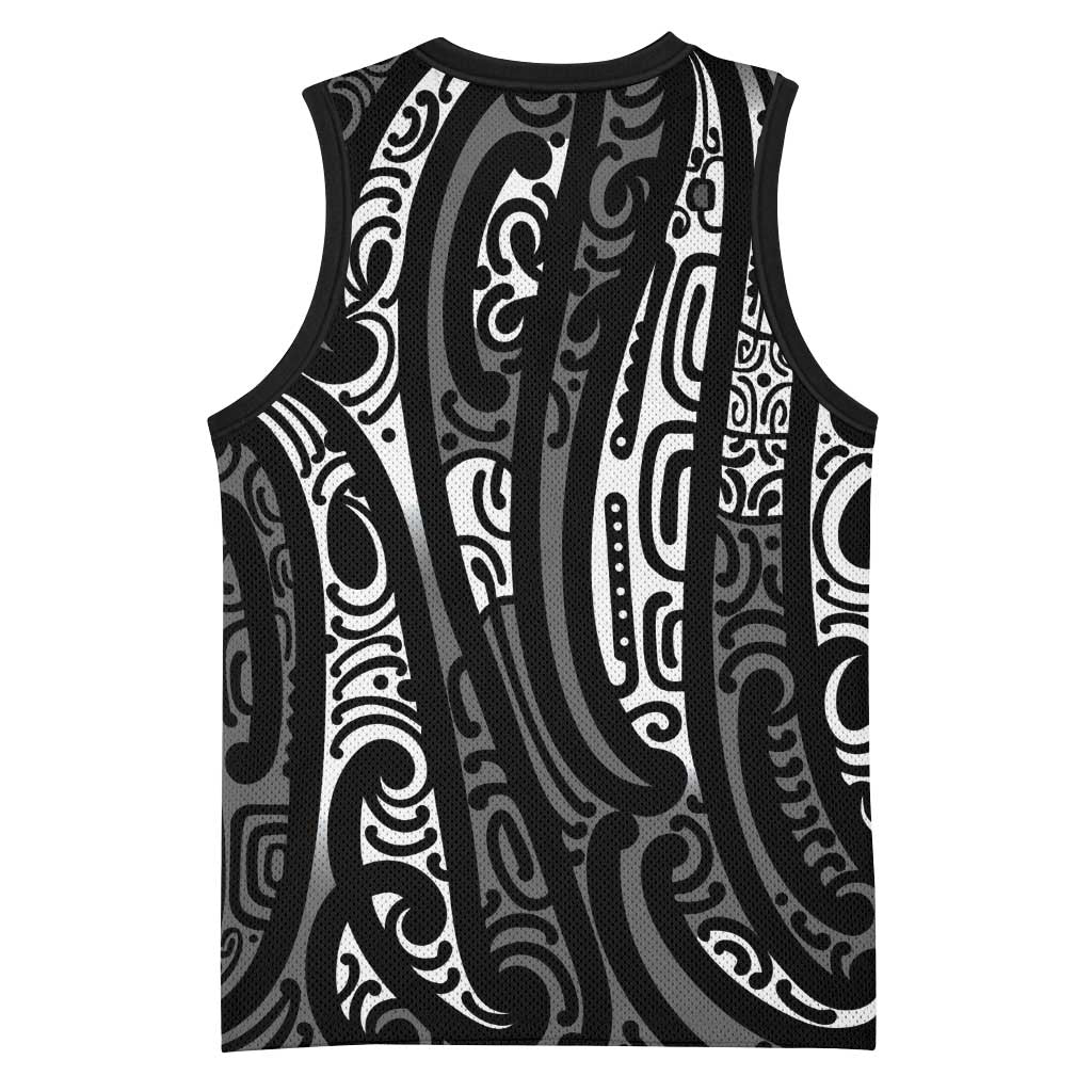 New Zealand Maori Taniko Basketball Jersey Black Kowhaiwhai Puhoro - Aussie Hoodie