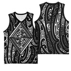 New Zealand Maori Taniko Basketball Jersey Black Kowhaiwhai Puhoro - Aussie Hoodie