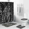 New Zealand Maori Taniko Bathroom Set Black Kowhaiwhai Puhoro - Aussie Hoodie