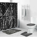 New Zealand Maori Taniko Bathroom Set Black Kowhaiwhai Puhoro - Aussie Hoodie