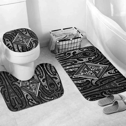 New Zealand Maori Taniko Bathroom Set Black Kowhaiwhai Puhoro - Aussie Hoodie