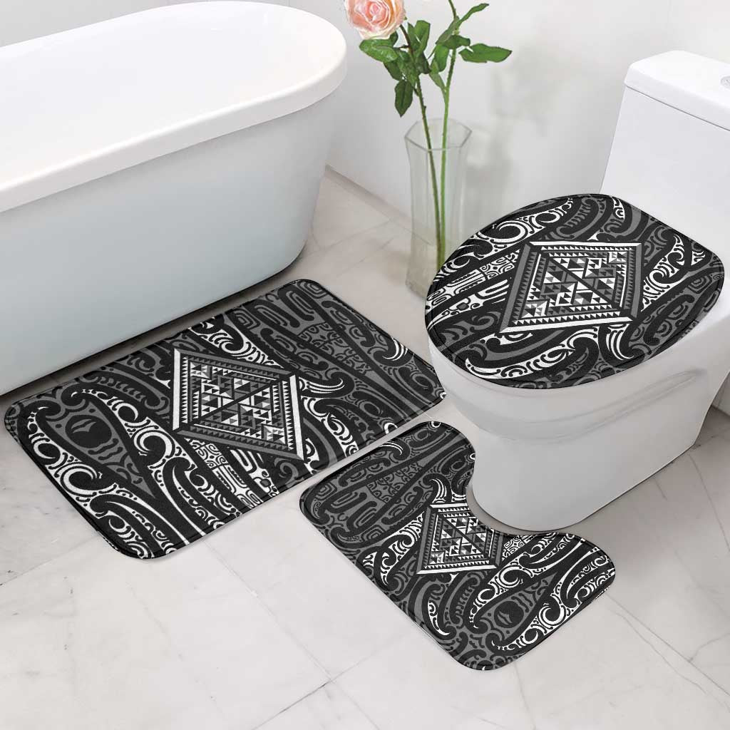 New Zealand Maori Taniko Bathroom Set Black Kowhaiwhai Puhoro - Aussie Hoodie