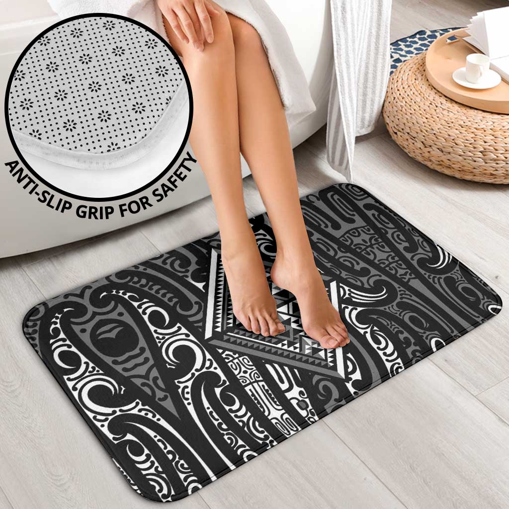 New Zealand Maori Taniko Bathroom Set Black Kowhaiwhai Puhoro - Aussie Hoodie