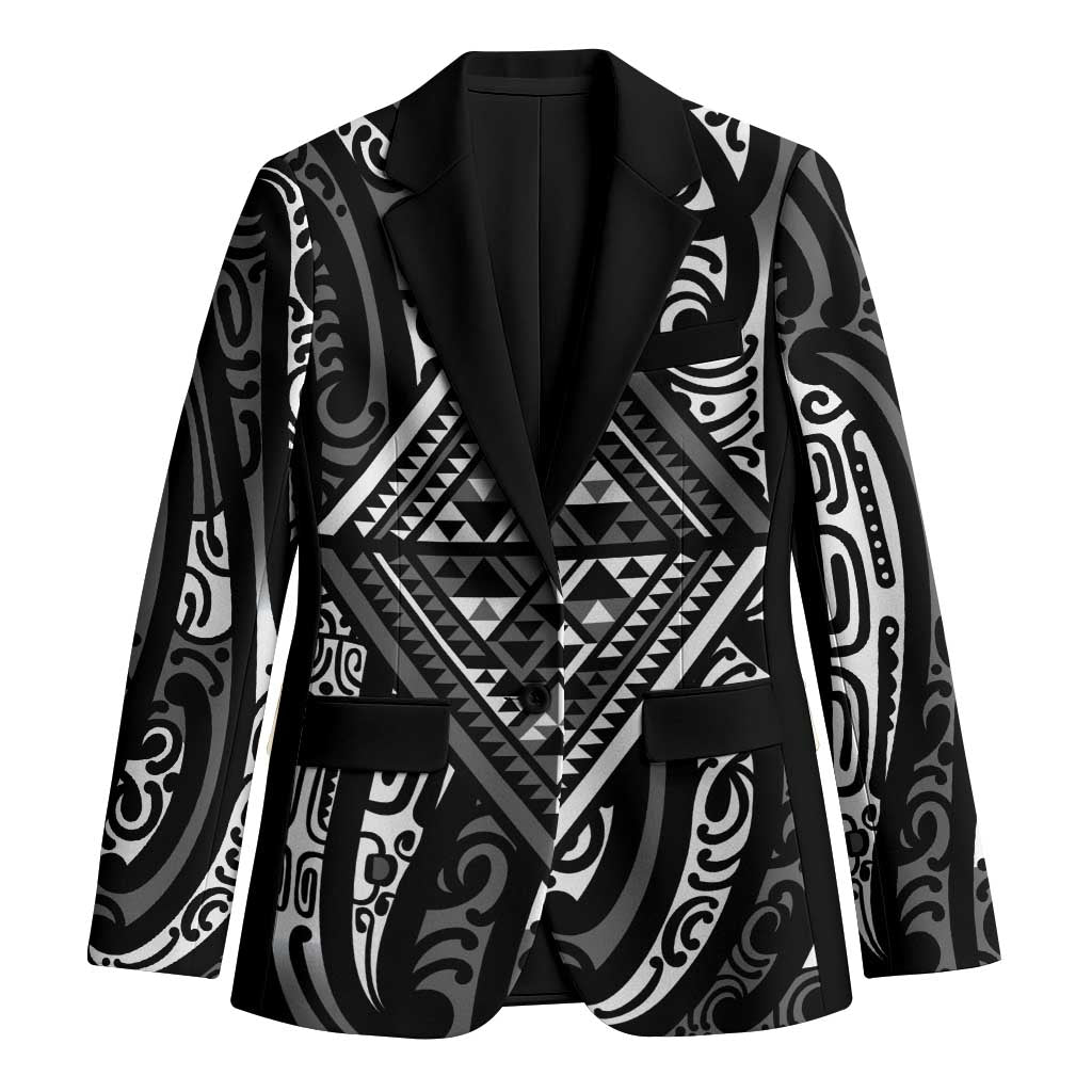 New Zealand Maori Taniko Blazer Black Kowhaiwhai Puhoro - Aussie Hoodie