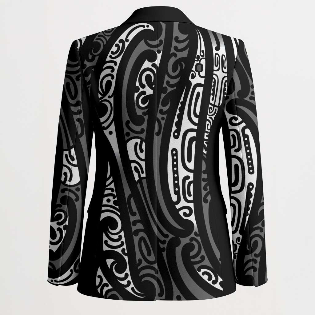 New Zealand Maori Taniko Blazer Black Kowhaiwhai Puhoro - Aussie Hoodie