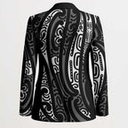 New Zealand Maori Taniko Blazer Black Kowhaiwhai Puhoro - Aussie Hoodie