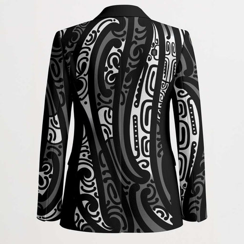 New Zealand Maori Taniko Blazer Black Kowhaiwhai Puhoro - Aussie Hoodie