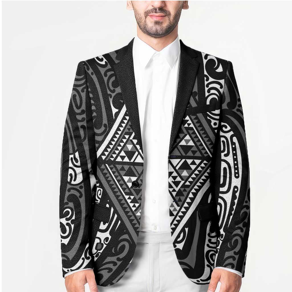 New Zealand Maori Taniko Blazer Black Kowhaiwhai Puhoro - Aussie Hoodie