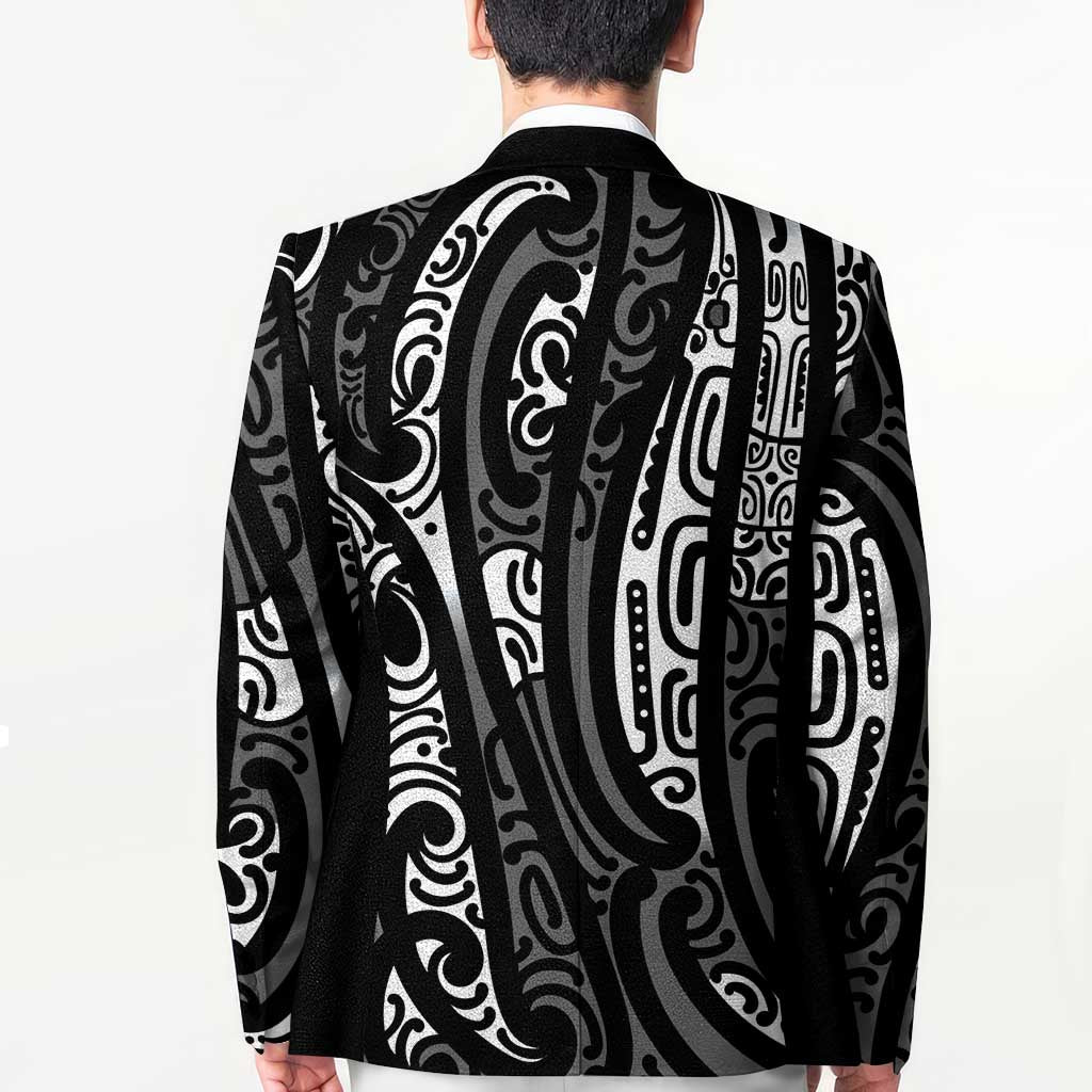 New Zealand Maori Taniko Blazer Black Kowhaiwhai Puhoro - Aussie Hoodie