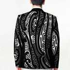 New Zealand Maori Taniko Blazer Black Kowhaiwhai Puhoro - Aussie Hoodie