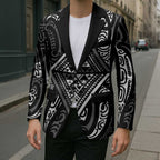 New Zealand Maori Taniko Blazer Black Kowhaiwhai Puhoro - Aussie Hoodie