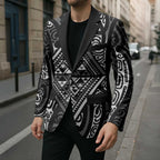 New Zealand Maori Taniko Blazer Black Kowhaiwhai Puhoro - Aussie Hoodie