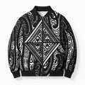 New Zealand Maori Taniko Bomber Puffer Jacket Black Kowhaiwhai Puhoro - Aussie Hoodie