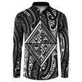 New Zealand Maori Taniko Button Sweatshirt Black Kowhaiwhai Puhoro
