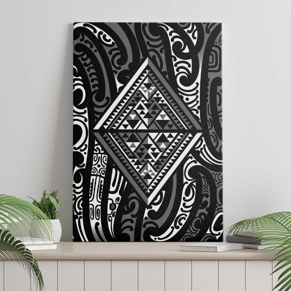 New Zealand Maori Taniko Canvas Wall Art Black Kowhaiwhai Puhoro