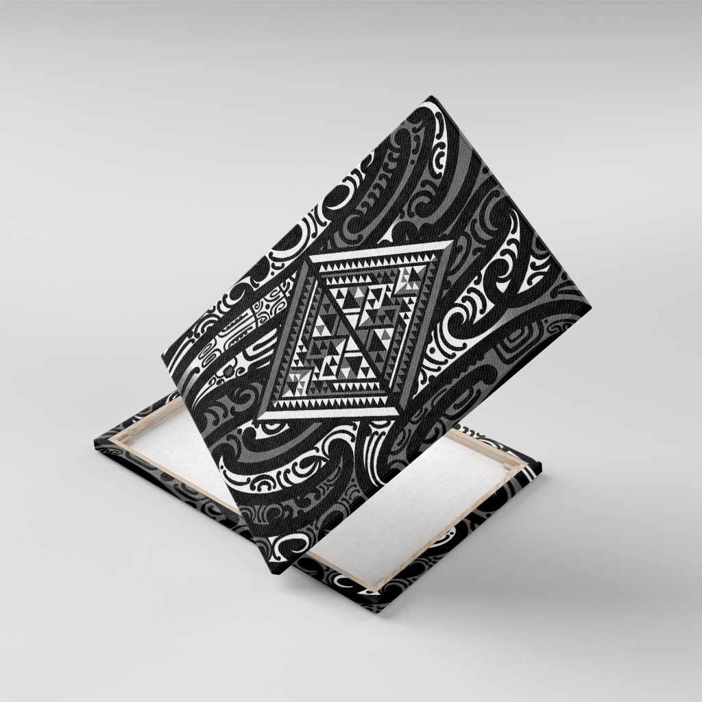 New Zealand Maori Taniko Canvas Wall Art Black Kowhaiwhai Puhoro