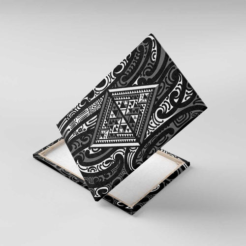 New Zealand Maori Taniko Canvas Wall Art Black Kowhaiwhai Puhoro
