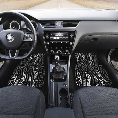 New Zealand Maori Taniko Car Mats Black Kowhaiwhai Puhoro