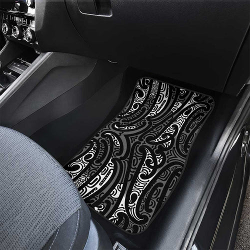 New Zealand Maori Taniko Car Mats Black Kowhaiwhai Puhoro