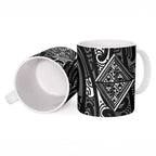 New Zealand Maori Taniko Ceramic Mug Black Kowhaiwhai Puhoro - Aussie Hoodie