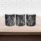 New Zealand Maori Taniko Ceramic Mug Black Kowhaiwhai Puhoro - Aussie Hoodie