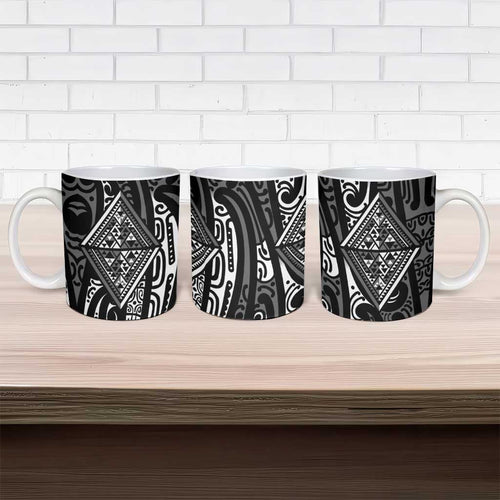New Zealand Maori Taniko Ceramic Mug Black Kowhaiwhai Puhoro - Aussie Hoodie