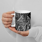 New Zealand Maori Taniko Ceramic Mug Black Kowhaiwhai Puhoro - Aussie Hoodie