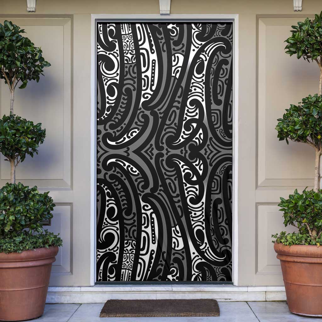 New Zealand Maori Taniko Door Cover Black Kowhaiwhai Puhoro - Aussie Hoodie