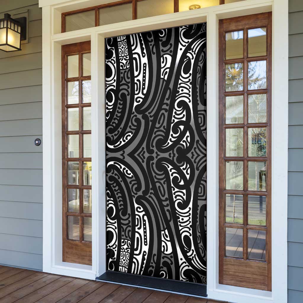 New Zealand Maori Taniko Door Cover Black Kowhaiwhai Puhoro - Aussie Hoodie