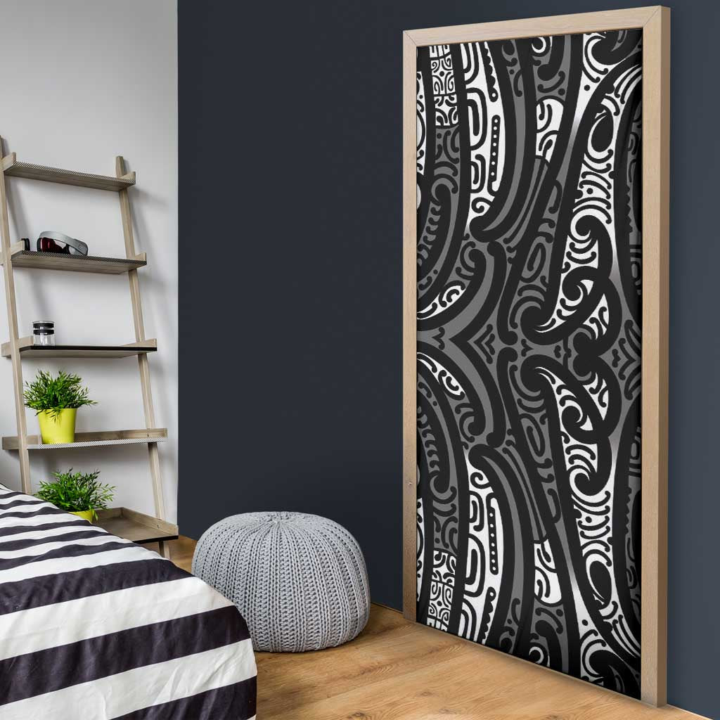 New Zealand Maori Taniko Door Cover Black Kowhaiwhai Puhoro - Aussie Hoodie