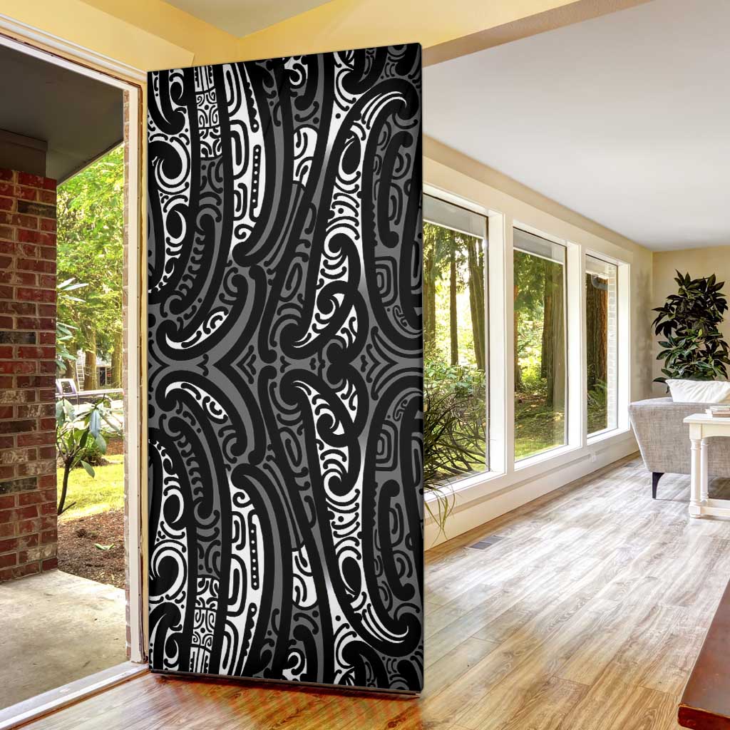 New Zealand Maori Taniko Door Cover Black Kowhaiwhai Puhoro - Aussie Hoodie