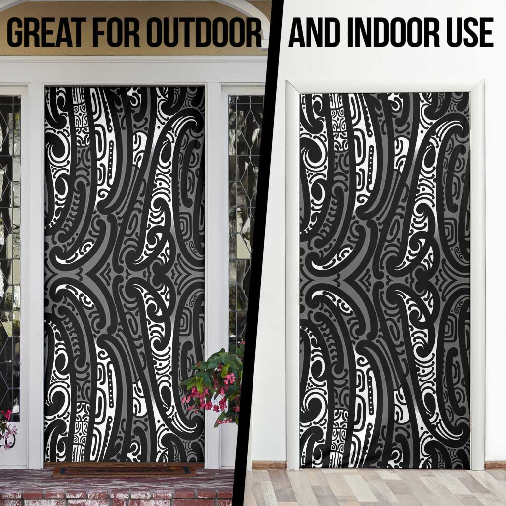 New Zealand Maori Taniko Door Cover Black Kowhaiwhai Puhoro - Aussie Hoodie