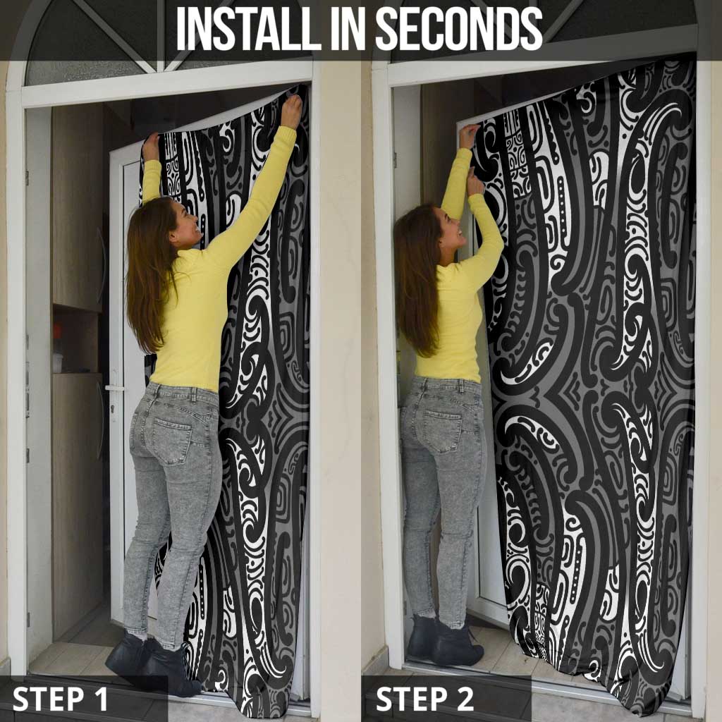 New Zealand Maori Taniko Door Cover Black Kowhaiwhai Puhoro - Aussie Hoodie