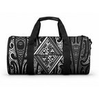 New Zealand Maori Taniko Duffle Bag Black Kowhaiwhai Puhoro