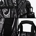 New Zealand Maori Taniko Duffle Bag Black Kowhaiwhai Puhoro