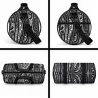 New Zealand Maori Taniko Duffle Bag Black Kowhaiwhai Puhoro