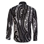 New Zealand Maori Taniko Family Matching Mermaid Dress and Hawaiian Shirt Black Kowhaiwhai Puhoro