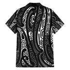 New Zealand Maori Taniko Family Matching Off Shoulder Maxi Dress and Hawaiian Shirt Black Kowhaiwhai Puhoro