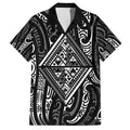 New Zealand Maori Taniko Family Matching Puletasi and Hawaiian Shirt Black Kowhaiwhai Puhoro