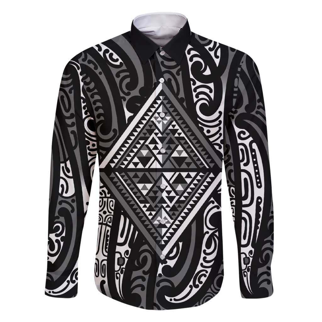 New Zealand Maori Taniko Family Matching Short Sleeve Bodycon Dress and Hawaiian Shirt Black Kowhaiwhai Puhoro