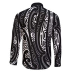 New Zealand Maori Taniko Family Matching Short Sleeve Bodycon Dress and Hawaiian Shirt Black Kowhaiwhai Puhoro