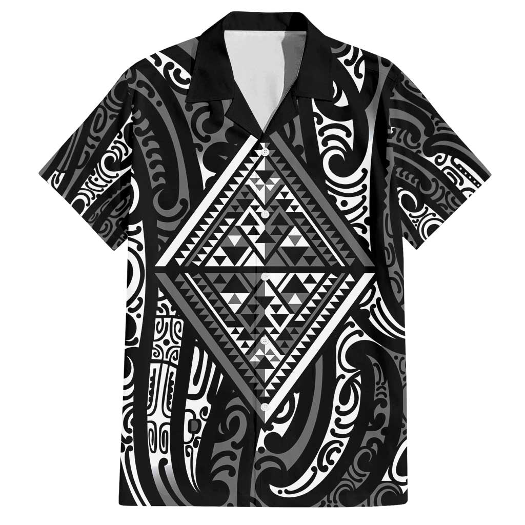 New Zealand Maori Taniko Family Matching Summer Maxi Dress and Hawaiian Shirt Black Kowhaiwhai Puhoro