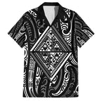 New Zealand Maori Taniko Family Matching Tank Maxi Dress and Hawaiian Shirt Black Kowhaiwhai Puhoro