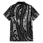 New Zealand Maori Taniko Hawaiian Shirt Black Kowhaiwhai Puhoro