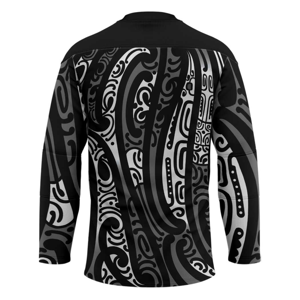 New Zealand Maori Taniko Hockey Jersey Black Kowhaiwhai Puhoro - Aussie Hoodie