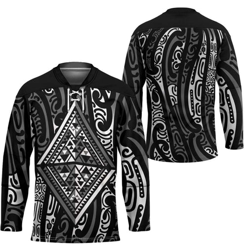 New Zealand Maori Taniko Hockey Jersey Black Kowhaiwhai Puhoro - Aussie Hoodie
