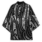 New Zealand Maori Taniko Kimono Black Kowhaiwhai Puhoro - Aussie Hoodie