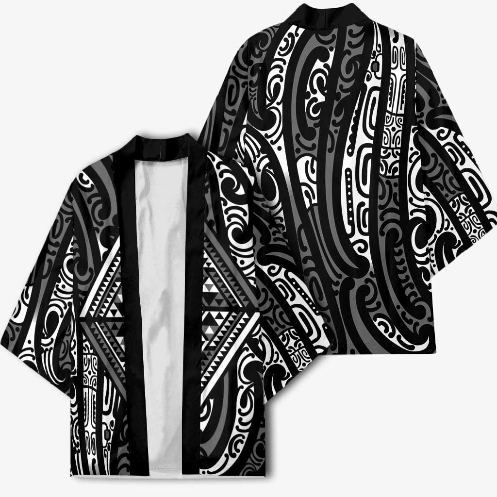 New Zealand Maori Taniko Kimono Black Kowhaiwhai Puhoro - Aussie Hoodie