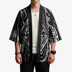 New Zealand Maori Taniko Kimono Black Kowhaiwhai Puhoro - Aussie Hoodie